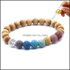 Cuentas de madera con cuentas Árbol de la vida 7 Chakras Pulsera de hilo Piedra de lava Difusor de aceite Pulseras Buda Energía Yoga Mujeres Hombres Joyería Dr Dhkmu