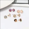 Stud Mini Natural Stone Earrings Round Leopard Print Woven Studs For Women Jewelry Gift High Quality Drop Delivery Dhoyx