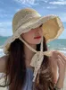 Wide Brim Hats 2022 NEW Women's Summer Bucket Folding Lace Straw Hat Panamas UV Protection Sun Visor Hat Seaside Beach Hat Tide Summer Hats G230227