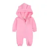 Rompers födda Baby Boys Girls Jumpsuit Plush Thicking Warm Cotton Long Sleeve Hooded Autumn Winter Baby Clothes Baby Girls Jumpsuit 230228