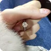 Cluster Rings Luxury Single Big Cubic Zircons White Gold Color Wedding Ring Diamond Women's Birthday Engagement Present