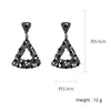 Dangle Küpeler Ustar Vintage Black Crystal Drop Kadınlar İçi İçi Boş Üçgen Küpe Beyanı Moda Düğün Mücevher Hediyeleri