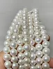 Ketens eenvoudige echte 10-11 mm ronde natuurlijke witte parel lange ketting voor vrouwen mode 925 sterling zilveren clasp sieradenfeestjes geschenken