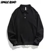 Felpe con cappuccio da uomo Felpe Single Road Felpa con colletto polo da uomo Felpe in cotone oversize coreano Streetwear Casual Maglia da golf nera Uomo 230228