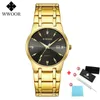 Relógios de pulso wwoor relógios homens 2023 Top Diamond Stainless Stoneless Date Quartz Men Relógio Moda Esportes Esportes de pulso à prova d'água