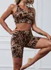 Womens Two Piece Pants Brown Cobra Activewear Yoga Fitness Shorts Set 230228
