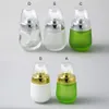 30ML packing bottles Clear Matte Green Glass Perfume Bottle With Lotion Cream Pump Spray Fragrance Bottle 300pcs