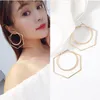 Boucles d'oreilles créoles femmes géométrique 2023 arrivée classique Oorbellen tempérament de géométrie hexagonale Aros grands anneaux d'oreille Aretes