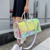 Bunte glänzende Gepäcktasche, transparent, Sport, Fitness, für Damen und Herren, kurze Distanz, Geschäftsreisen, großes Fassungsvermögen, 230209