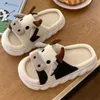 Slippers Linen Cows Women's Slippers Four Seasons Indoor Home Sandals Slippers for Women Cute Cartoon Milk Cow House Slippers Funny Shoes Z0215