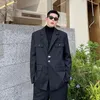 Erkekler Erkekler Metal Düğmesi Gevşek Kıyafet Blazer Ceket Erkek Net Ünlü Kore Sokak Giyim Moda Şovu Ceket