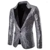 Men's Jackets Men's Sequin Jacket Single Row Button Shiny Dance Wedding 2023