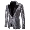 Giacche da uomo Giacca con paillettes da uomo Bottone a fila singola Shiny Dance Wedding 2023