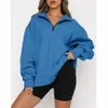 Kadın Hoodies Sweatshirts Sonbahar ve Kış Avrupa Amerika Asya Gündelik Top Yarım Zip Kazak Uzun Kollu 230227