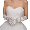 1 paio di guanti da sposa da sposa rosso nero bianco avorio lunghi in raso di pizzo eleganti per le dita delle donne