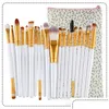 Makeup Brushes Professional 20Pcs Brush Set Wood Handle Toiletry Kit Wool Make Up With Holder Bag Drop Delivery Health Beauty Tools Dhayh