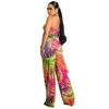 Frauen Jumpsuits Strampler Designer aushöhlen Sexy Sommer Digitaldruck Schnürbrust Wrap Overall Hosenanzug zh2843 Modekleidung