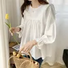 Women's Blouses Shirts Fashion O-Neck Spliced Folds Princess Sleeve Blouse Female Clothing Autumn Loose Casual Pullovers All-match Sweet Shirt 230228