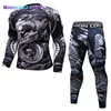 Camisetas masculinas Novo treino de mma compact masculina mangas compridas BJJ 3D Fitness Tights Men Rashguard Tshirt Troushers Roupas masculinas 022223H