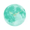 Horloges murales lumineuses horloge rougeoyante Cyan lune acrylique circulaire muet mouvement aiguille salon décor à la maison