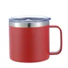 14oz Coffee Mug With Handle Insulated Stainless Steel Reusable Double Wall Vacuum Beer Travel Cup Tumbler Powder Coated With Sliding Closed Seal Lids