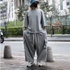 Mäns spårningsdräkter Men Loose Large Large Casual Suit Solid Color Street Trend Wide Leg Pants Round Neck T-shirt Z0224