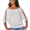 Women's Blouses dames sexy ronde nek schouderlekkage ijzeren ring korte mouw t-shirt top vrouwen casual blouse tops