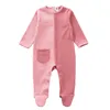 Rompers Baby cotton rompers long sleeve girl boy clothes Unisex pocket onesies pyjamas born baby footed overalls jumpsuit outfit 230228