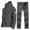 Herren-Trainingsanzüge, winddichter wasserdichter Anzug, Herren-Haifischhaut-Softshell-Jacke, Hose, Outdoor, Herbst, Winter, Wolle, warme Militäruniform Z0224