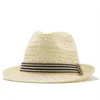 Breda randen hattar nya sommarförälder-barn casual solhattar för kvinnor mode jazz hatt man strand trilby halm panama hatt ihålig bälte sol visir kepsar g230227