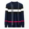 Men's Sweaters Fashion High End Designer Brand Mens Knit Patchwork Wool Pullover Sweater Crew Neck Autum Winter Casual Jumper Mens Clothes 230228