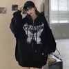 Womens Hoodies Sweatshirts Women Hip Hop Streetwear Autumn Zipper Butterfly Aesthetic Hooded Sweatshirt Y2k Harajuku Female Goth Punk Jacket Coat 230228