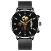 Relojes de pulsera 2023 Exquisito reloj para hombres Moda elegante Marca Masculino Acero inoxidable Negocio Oro Cuarzo Relojes casuales para hombre Relo262c