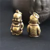 Figurines décoratives Objets Vintage En Laiton Massif Statue De Bouddha Maitreya Porte-clés Pendentifs Cuivre Pur Rire Gros Ventre Porte-clés Hangin