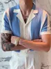 Męskie polo Summer Krótkie rękawowe koszulę polo Casual Men Button-Up Town Cllar Tops Mens Fashion Polos Man Streetwear 230228