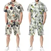 Heren tracksuits Tropical Floral Print Hawaiian Sets Casual korte mouw knop Down Rapel Shirt Shorts Pak Summer 2 stuks Beachwear 230228