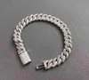 Joyería de diseño Cadenas de Hip Hop con diamantes de moissanita helado de 14 mm Plata 925 / Ajuste de punta de oro de 18 quilates Pulsera de cadena cubana de Miami para hombres