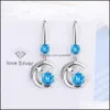 CAR DVR CHARM S925 Stamp Sier Plated örhängen Star Moon Charms Blue Pink White Zircon Earring smycken Shiny Crystal Hoops Piercing for Women Dholp