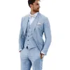 Ternos masculinos Blazers masculino noivo Tuxedos linen party Business casual entalhado lapela 3 peças calças de colete blazer fit