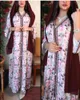 Etnische kleding moslimkleding mode lange jurk voor vrouwen lint los plus size roze bloemen maxi jurken hijab Arabisch Dubai gewaad midden