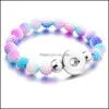 Pulsera de botón a presión con cuentas para mujer, pulseras de hilo de mano con cuentas acrílicas, joyería apta Diy, broches de jengibre de 18Mm, brazalete elástico, envío directo Dhz4M