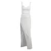 Casual Dresses Zoctuo Women Fashion Sleeveless Party Club Evening Bodycon White Split Long Dress 2023 Spring Summer Clothes Wholesale Items