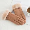 Five Fingers Gloves Classic Luvas De Inverno Womens Fashion Winter Outdoor Sport Warm Mittens Eldiven Solid Pink Guantes Femme 2023