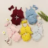 Clothing Sets 9Colors 0-24M Toddler Baby Girl Summer Set Sleeveless Solid Cotton Vest Top Shorts Headband 3Pcs Cute Outfit