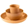 Пластины inyahome пшеница соломенная посуда ПК с 3 тарелками и чашами многоразовый неразрывный набор для детей для взрослых в общежитие пикник в общежитие