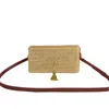 Kate Straw Crossbody Bag Lafite Grass Bag Chain Messenger Handväskor Väv handväska Kvinnor Flaff Plånbok Tassel Lång band 26 cm