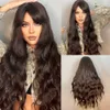 Synthetic Wigs Easihair Long Brown Ombre Wavy Synthetic Wigs for Women Natural Hair with Bangs Heat Resistant Water Wave Cosplay Wig 230227