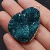 Pendant Necklaces Natural Blue Druzy Stone Gold Color Plated Edge Drusy Crystal Jewelry Making Necklace Accessory Geode Rough Gem Charms