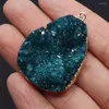 Pendentif Colliers Naturel Bleu Druzy Pierre Or Couleur Plaqué Bord Drusy Cristal Fabrication de Bijoux Collier Accessoire Geode Rough Gem Charms