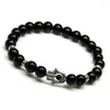 Strand Black Onyx Natural Stone Buddha Chakra Beads Bears Eye Hand Bracelet Bracelet Antique Men Женщины браслеты